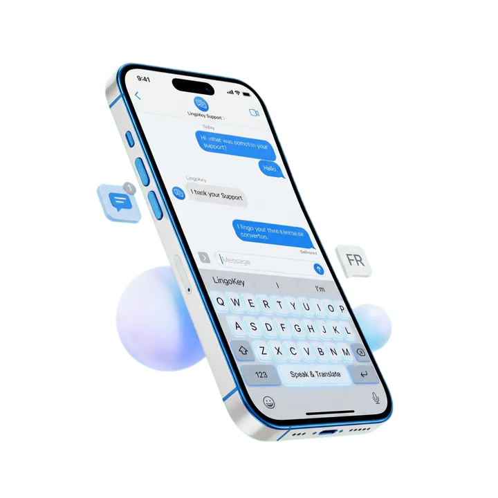LingoKey translation keyboard on an iPhone